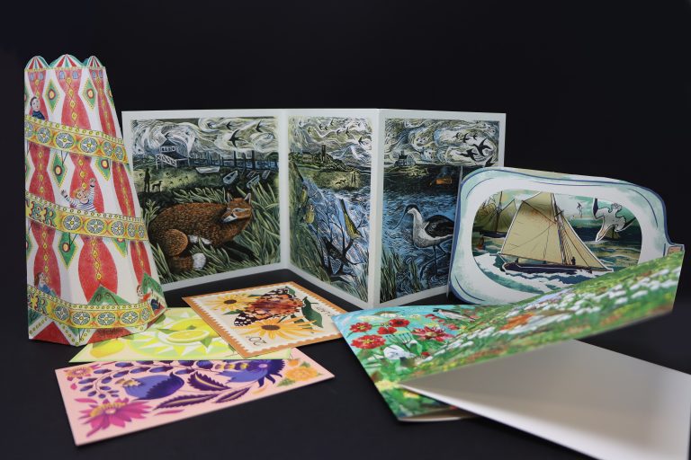 A selection of colourful greetings cards